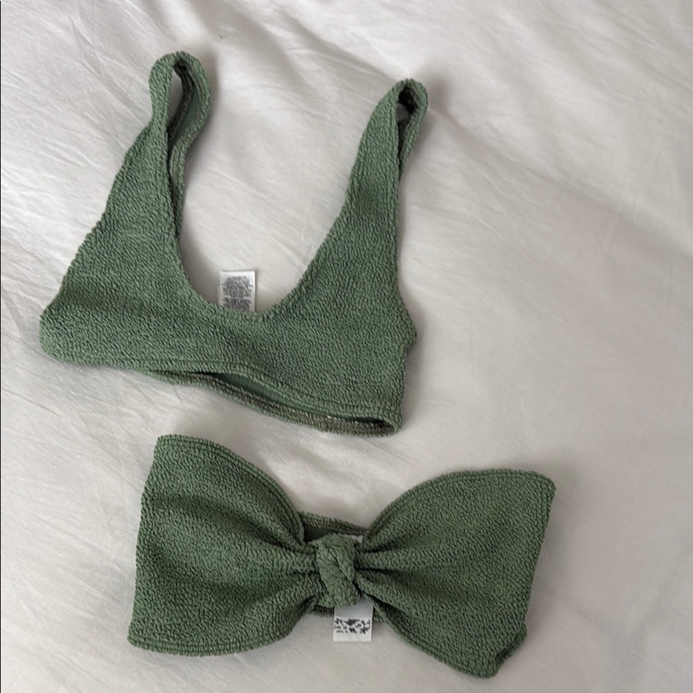 ASOS Green Ribbed Bikini Set